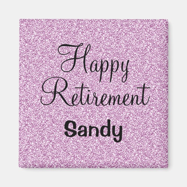 Glamorös lycklig pensionering lila glitter glans magnet (Framsidan)