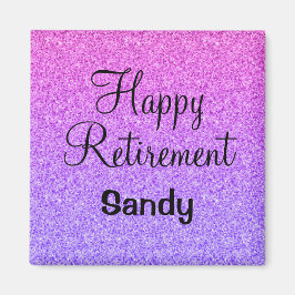 Glamorös lycklig pensionering Ombre lila glitter g Magnet