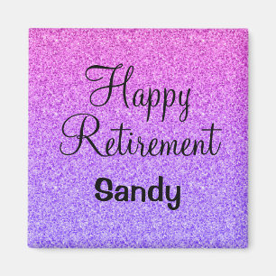 Glamorös lycklig pensionering Ombre lila glitter g Magnet