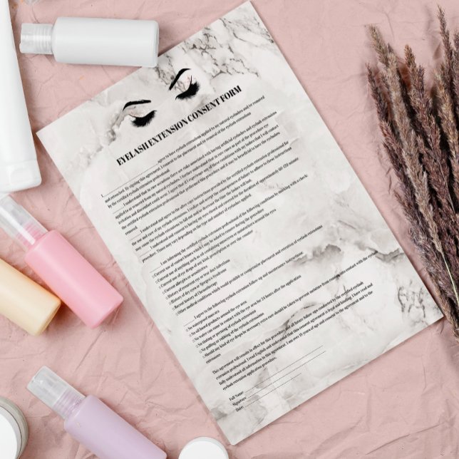 Glamorös marmorerad EYELASH EXTENSION CONSENT FORM Reklamblad (Skapare uppladdad)