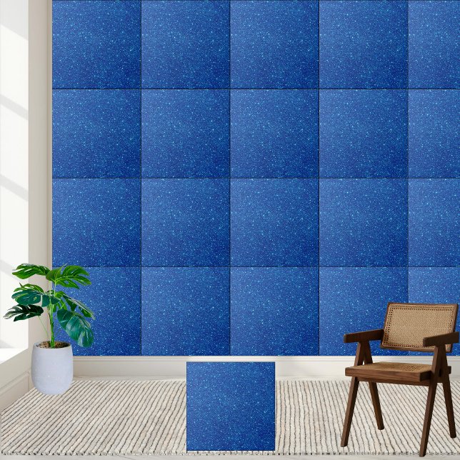Glamorös och Shimming Blue Glitter Kakelplatta (Glamorous & Shimmering Blue Glitter Ceramic Tile)