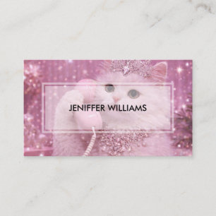 Glamorös Prinsessa Katt Använder Telefon Visitkort