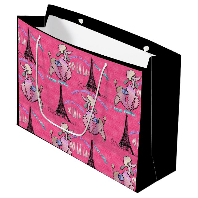 Glamorös pudel i Paris på jordgubberosor (Framsidan Vinklad)