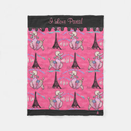 Glamorös pudel i Paris på (personifierade) rosor, Fleecefilt