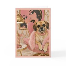Glamorös Puggle Välkomstkort Födelsedagskort