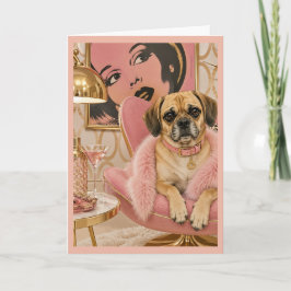 Glamorös Puggle Välkomstkort Födelsedagskort Kort