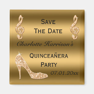 Glamorös Quinceañera spara dateraguldstiletten Magnet