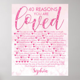 Glamorös Rosa 40 födelsedagar 40 skäl Poster