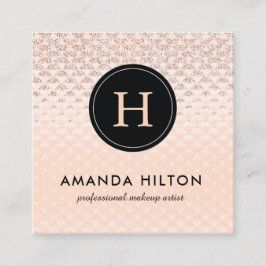 Glamorös rosa guld- visitkortmall fyrkantigt visitkort