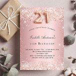 glamorös rosa ros guld inbjudningar<br><div class="desc">För en elegant,  21:a födelsedag party. En  övertoningsbakgrund för rosa. Dekorerad med damm från ro guld faux glitter. Anpassa och lägg till information om namn och party. Namn är skrivet med ett handskript i stil. Nummer 21 skrivs med ett stil-teckensnitt med ballong.</div>