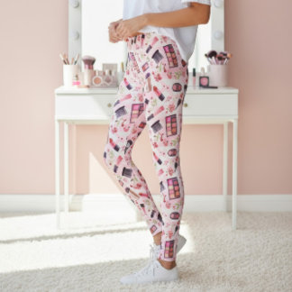 Glamorös Skönhetsartist Inspirerad Sminkmönster Leggings