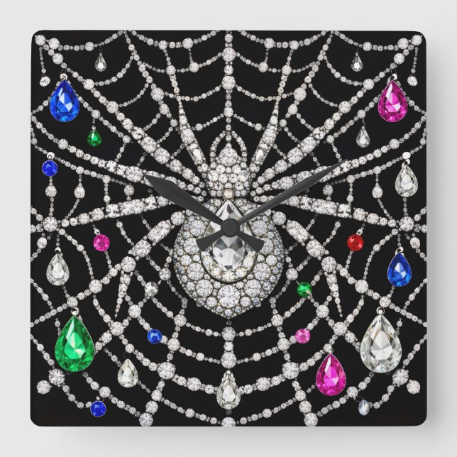 Glamorös spindel med diamantdesign fyrkantig klocka (Framsida)