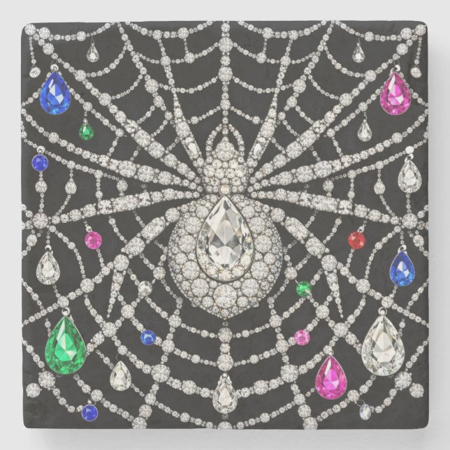 Glamorös spindel med diamantdesign stenunderlägg (Framsidan)