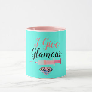 Glamorös spruta för medicinsk söt roligt rosa teal mugg