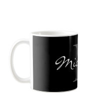 Glamorös svart och vit namn monogram kaffe mugg