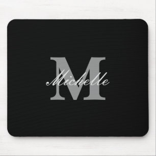 Glamorös svartvit känd monogram musmatta
