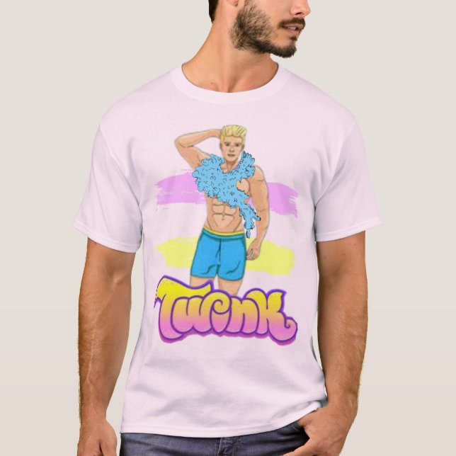 Glamorös Twink med fjäderboa T Shirt (Framsida)