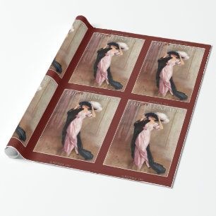 Glamorös vintageEdwardian kvinna i rosa kappa Presentpapper
