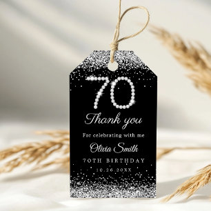 Glamorösa diamanter 70:e Födelsedagsfesten Tack Presentetikett