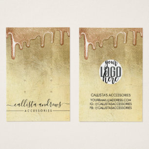 Glamorösa Guld Tjocka Glitterdroppar Logo örhänge Visitkort