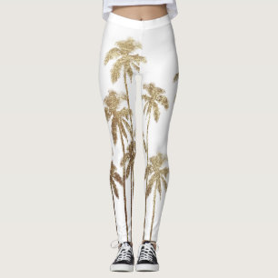 Glamorösa guld- tropiska palmträd på vit leggings