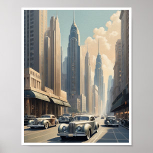 Glamorösa skyscraper i cityslemmet poster