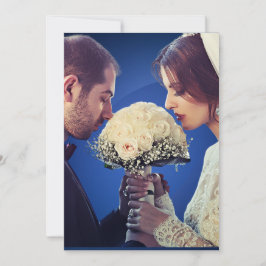 Glamoröst Blått & Guld Foto Elopement Tillkännagiv Inbjudningar