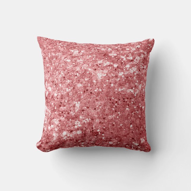 Glamoröst Gnistrande Rosa Glitter Kudde (Framsida)