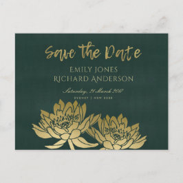 GLAMORÖST GULD GRÖN LOTUS BLOMMSTERMINN SAVE THE D MEDDELANDE VYKORT