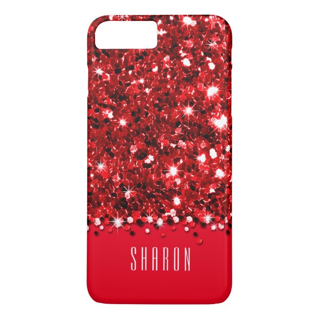 Glamoröst rött Sparkly glitterkonfettifodral Case-Mate iPhone Skal (Baksida)
