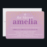 GLAMOROUS BAT MITZVAH Rustic guld konetti lila Inbjudningar<br><div class="desc">by kat masard >> kat@simplysweetPAPERIE.com << ***NOTE - effekten glansig guld är en utskriven bild A söt konetti, polkpriddesign med guld-folie som söker efter ditt barns BAT MITZVAH INVITATIONER. Wow dina vänner och din familj med detta lilla nummer;D-format som mall är det enkelt att lägga till egna uppgifter, lägga till...</div>