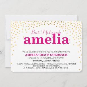 GLAMOROUS BAT MITZVAH Rustic mini guld konetti Inbjudningar