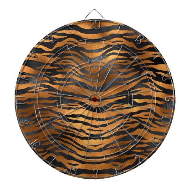 Glamorous Black Brown Tiger Stripes Animal Print Darttavla (Framsidan)
