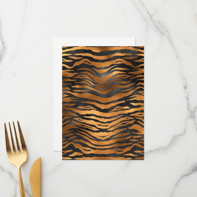 Glamorous Black Brown Tiger Stripes Animal Print Meny (Fram/Back In Situ)