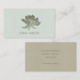 GLAMOROUS BLEK BLUE GULD LOTUS BLOMMIGT ADRESS VISITKORT