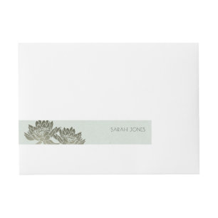 GLAMOROUS BLEK BLUE SILVER LOTUS BLOMMIGT MONOGRAM ETIKETTBAND