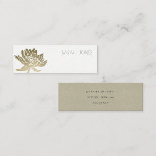 GLAMOROUS BLEK GULD WHITE LOTUS BLOMMIGT ADRESS MINI VISITKORT