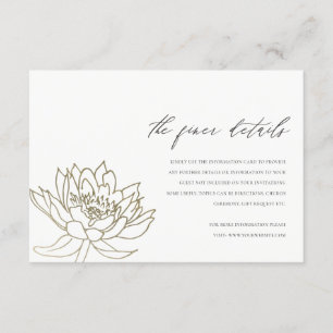 GLAMOROUS BLEK GULD WHITE LOTUS BLOMMIGT DETALJE TILLÄGGSKORT