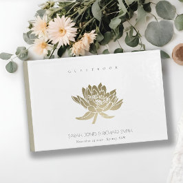 GLAMOROUS BLEK GULD WHITE LOTUS BLOMMIGT MONOGRAM GÄSTBÖCKER