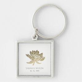 GLAMOROUS BLEK GULD WHITE LOTUS SPARAR DATE GIFT FYRKANTIG SILVERFÄRGAD NYCKELRING