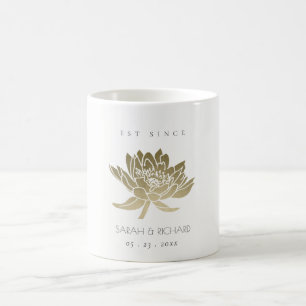 GLAMOROUS BLEK GULD WHITE LOTUS SPARAR DATE GIFT KAFFEMUGG