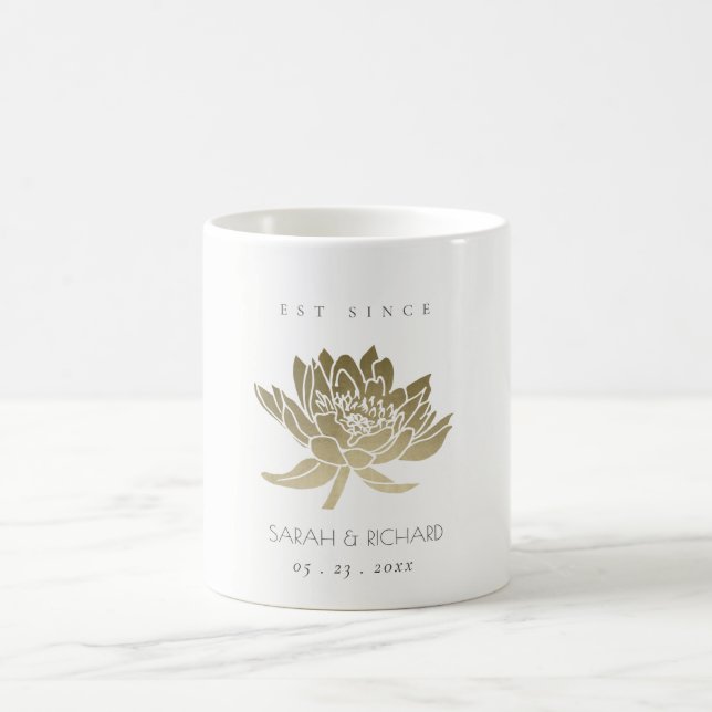 GLAMOROUS BLEK GULD WHITE LOTUS SPARAR DATE GIFT KAFFEMUGG (Center)