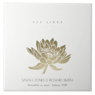 GLAMOROUS BLEK GULD WHITE LOTUS SPARAR DATE GIFT KAKELPLATTA