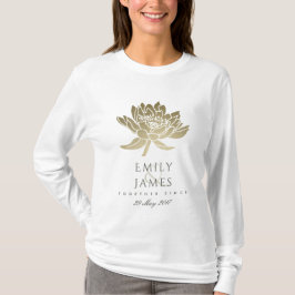 GLAMOROUS BLEK GULD WHITE LOTUS SPARAR DATE GIFT TEE SHIRT