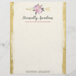 Glamorous Bohemian Floral Arrows Pink Gold Boho Brevhuvud