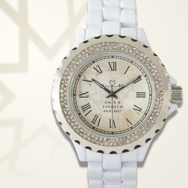 Glamorous Bridal White Enamel & Rhinestone Watch Armbandsur (Skapare uppladdad)