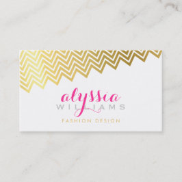 GLAMOROUS chevron mönster snyggt blankt guld-folie Visitkort