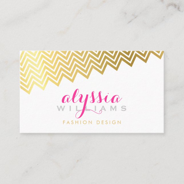 GLAMOROUS chevron mönster snyggt blankt guld-folie Visitkort (Framsida)
