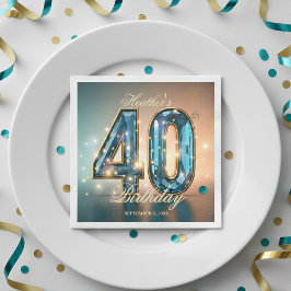 Glamorous Chic Teal Crystal 40th Birthday Party Pappersservett