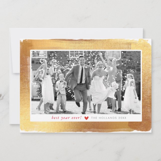 GLAMOROUS CHRISTMAS CARD glam guld har borstat grä Julkort (Framsida)